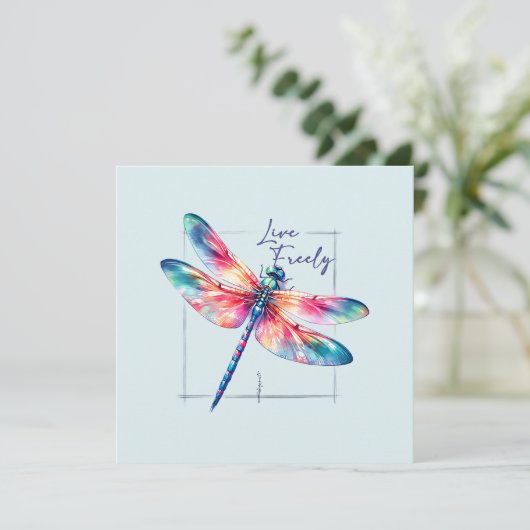 Live Freely - Dragonfly Kleurrijk Inspirerend (Staand voorkant)