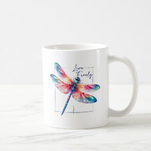 Live Freely - Dragonfly Kleurrijk Inspirerend Koffiemok