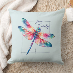 Live Freely - Dragonfly Kleurrijk Inspirerend Kussen