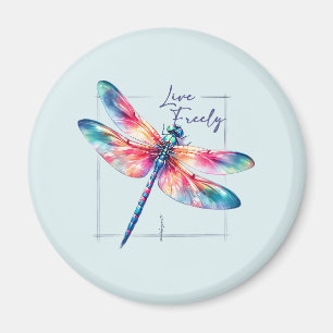 Live Freely - Dragonfly Kleurrijk Inspirerend Magneet
