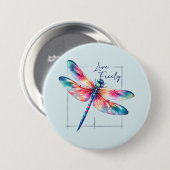 Live Freely - Dragonfly Kleurrijk Inspirerend Ronde Button 7,6 Cm (Voorkant /achterkant)