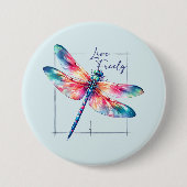 Live Freely - Dragonfly Kleurrijk Inspirerend Ronde Button 7,6 Cm (Voorkant)
