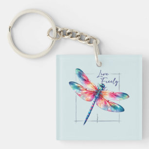 Live Freely - Dragonfly Kleurrijk Inspirerend Sleutelhanger