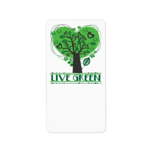 Live Green Abstract Tree Label