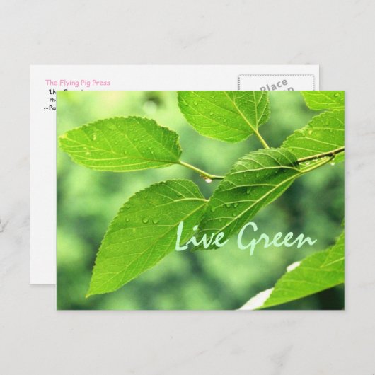 "Live Green"-Briefkaart Briefkaart (Voorkant / Achterkant)