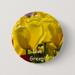 Live Green! knop Gele Rode Tulp Bloemen knop Ronde Button 5,7 Cm