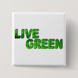 Live Green Vierkante Button 5,1 Cm