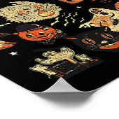 Live Halloween  Pumpkin Witch Ghost Black C Poster (Hoek)