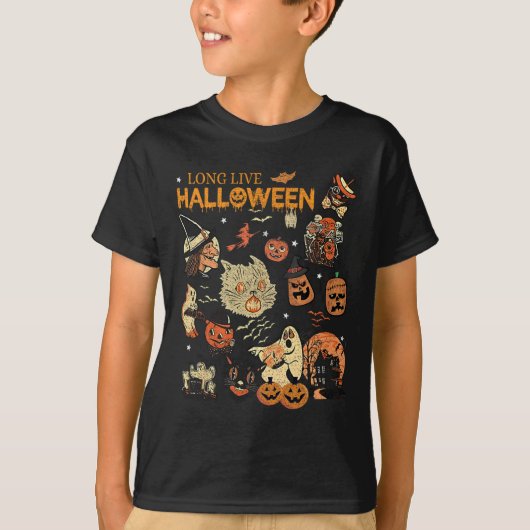 Live Halloween  Pumpkin Witch Ghost Black C T-shirt (Voorkant)
