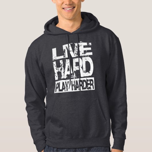 Live Hard Play Harder - Donker Hoodie (Voorkant)