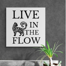 Live in The Flow artistiek kattensilhouet.