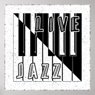 Live Jazz Calligraphy Illusion Logo Lettering met Poster