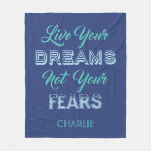 Live Je dromen, aangepaste naam fleece blanket Deken