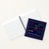 LIVE JOY PEACE Hebrew Personalized Blue Square Notitieboek (Binnen)