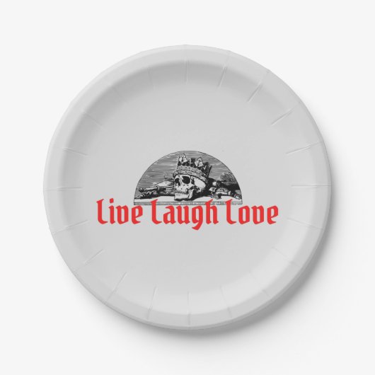 Live Lach Liefde Grappige Horror Papieren Bordje (Voorkant)