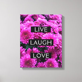 Live Lach Liefde Mooie Floral Wrapped Canvas Afdruk