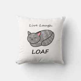 Live Lach Loaf Grey Tabby Kat Kussen