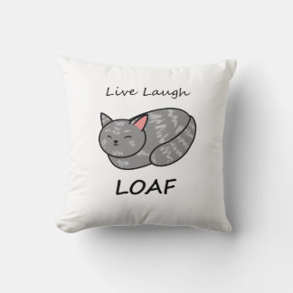 Live Lach Loaf Grey Tabby Kat Kussen