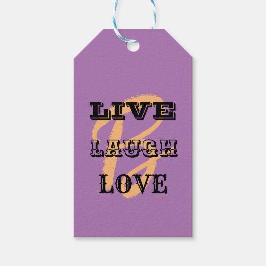 LIVE LACHEN LIEFDE EERSTE PAARSE MODERN CADEAULABEL (Voorkant)