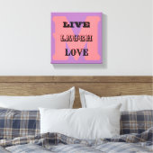 LIVE LACHEN LIEFDE MONOGRAM stretched canvas Print (Insitu (Slaapkamer))