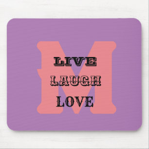 LIVE LACHEN LIEFDE NAAM PAARSE MODERN FUN Mousepad Muismat