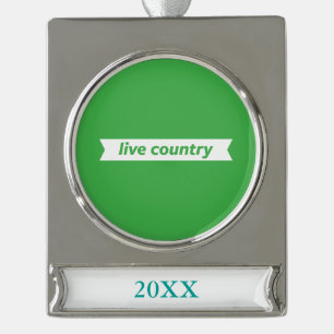 Live Land Verzilverd Banner Ornament