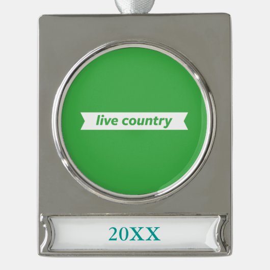 Live Land Verzilverd Banner Ornament (Voorkant)