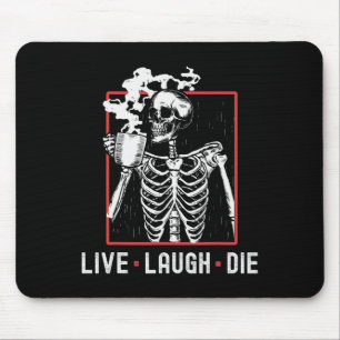 Live Laugh Die Funny Halloween Coffee Skeleton Dad Muismat