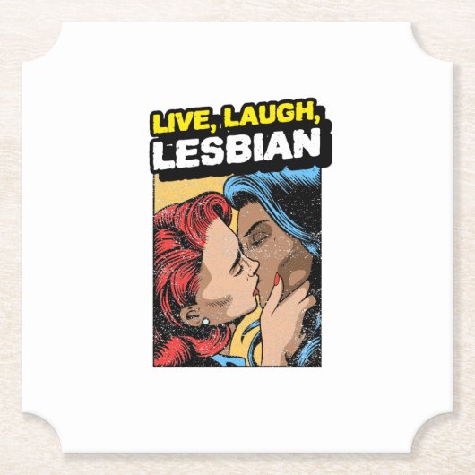 Live Laugh Lesbian Kartonnen Onderzetters (Voorkant)