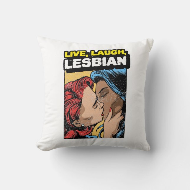Live Laugh Lesbian Kussen (Voorkant)