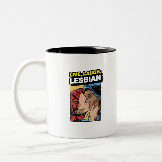 Live Laugh Lesbian Tweekleurige Koffiemok (Links)