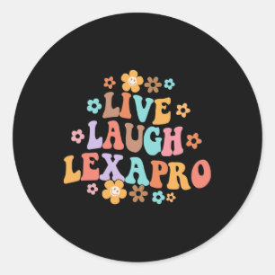 Live Laugh Lexapro Groovy Mental Health Therapist Ronde Sticker