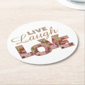 Live, Laugh, liefde Ronde Kartonnen Onderzetter (Gebogen)