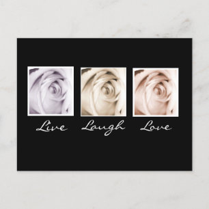 Live, Laugh, Love 3 carte postale rose