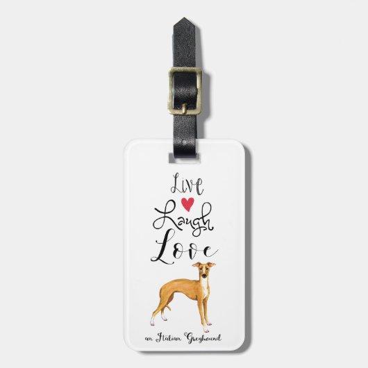 Live Laugh Love a Italiaans Greyhound Bagagelabel (Voorkant verticaal)