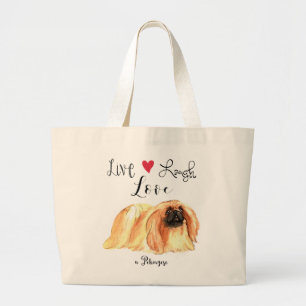 Live Laugh Love a Pekingese Large Canvas tas