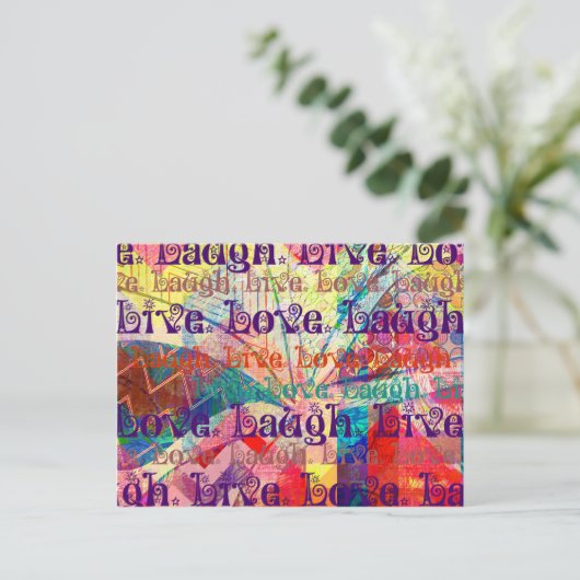 Live Laugh Love Abstract Textured Pset Pattern Briefkaart (Staand voorkant)