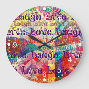 Live Laugh Love Abstract Textured Pset Pattern Grote Klok