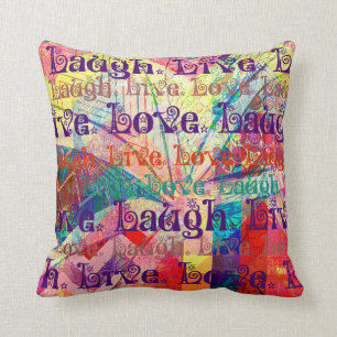 Live Laugh Love Abstract Textured Pset Pattern Kussen