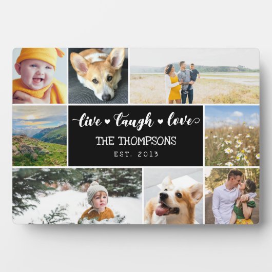 Live Laugh Love Black Photo Collage Fotoplaat (voorkant)