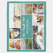 Live Laugh Love Blauwgroen Photo Collage Fleece Deken (Voorkant)