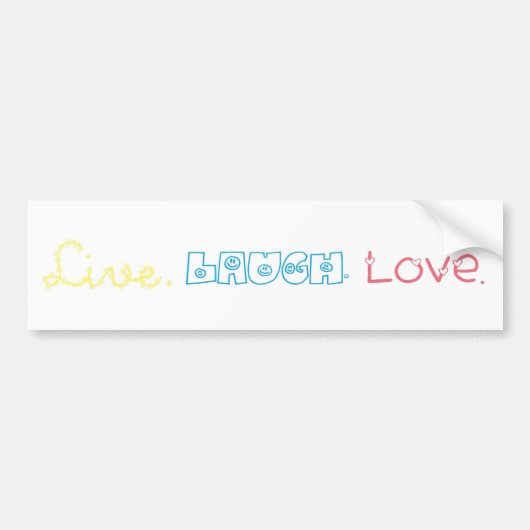 Live, Laugh, Love Bumpersticker (Voorkant)