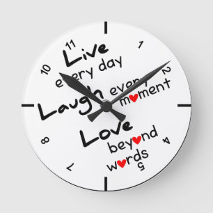 Live, Laugh, Love Design Wall-klok Ronde Klok