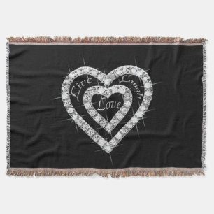 Live Laugh Love Diamond Hearts Throw Blanket Deken