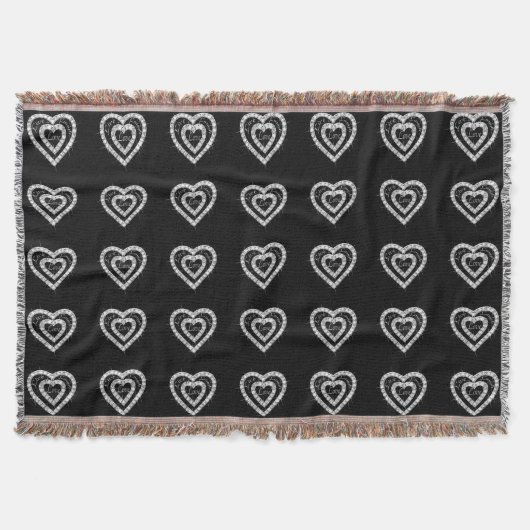 Live Laugh Love Diamond Hearts Throw Blanket Deken (Voorkant)