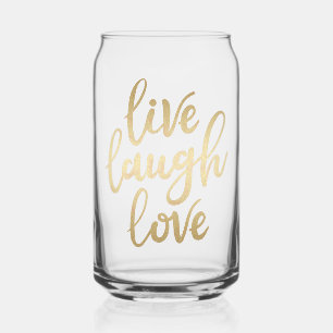 Live Laugh Love Faux Gold Lettering Blikvorm Glas
