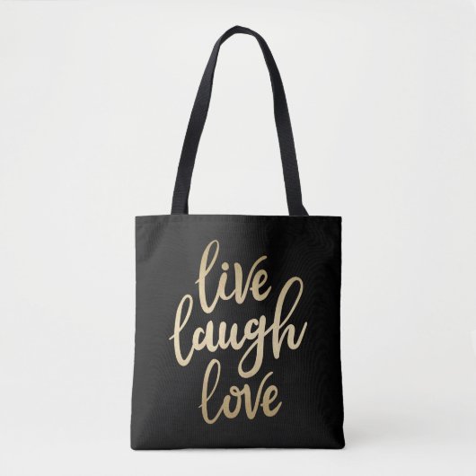 Live Laugh Love Faux Gold Lettering Draagtas (Voorkant)
