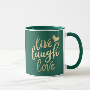 Live Laugh Love Faux Gold Lettering Hunter Green M Mok