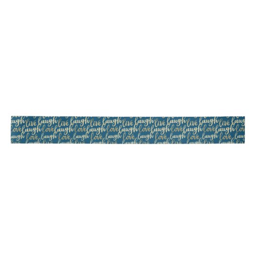 Live Laugh Love Faux Gold Lettering Ocean Blue Lint (Voorkant)