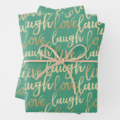 Live Laugh Love Faux Gold Lettering Pattern Inpakpapier Vel (In situ)
